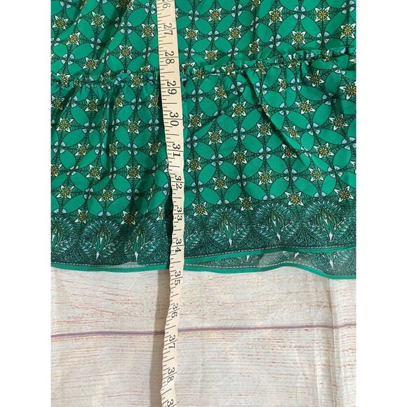 Max Studio Women's Long Sleeve Chiffon Green Smoked Mini Dress - Large - Picture 6 of 15